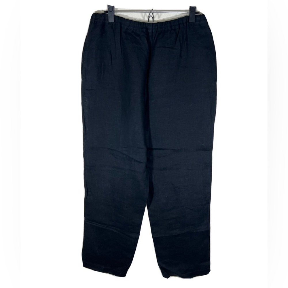 Eskandar Linen Pants Neiman Marcus Black Straight Leg Lagenlook Pull On Size 0